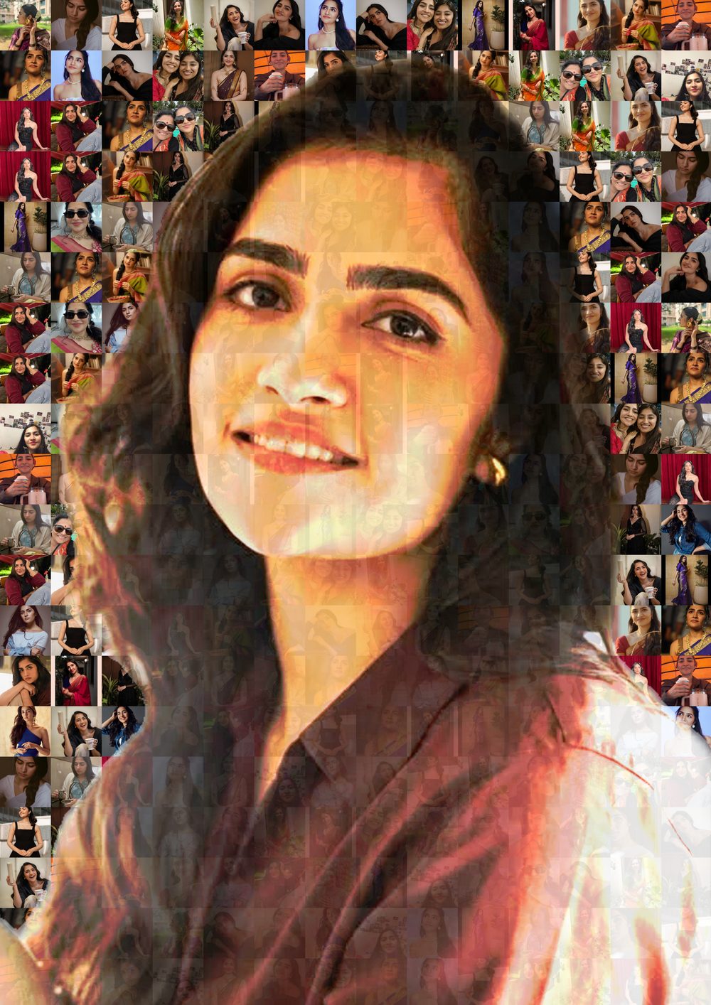 Darling Collage - Sample photo mosaic with person cutout overlay